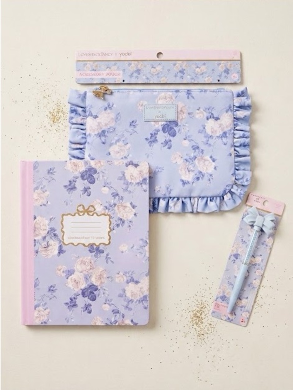 LoveShackFancy Zip Pencil Case,  Notebook & Pen Set